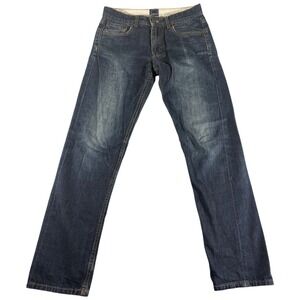 Goodale Slim Jeans Men 30x32 Blue Denim Dark Washed Faded Casual Selvedge Rugged